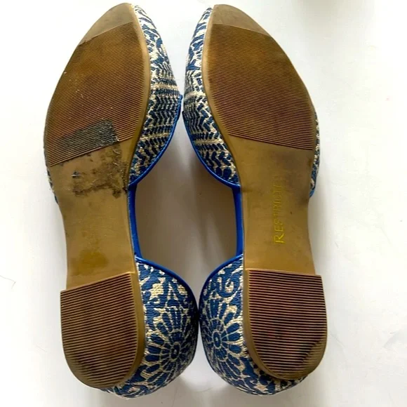 Elegant Restricted Blue Floral and Cream Women's Loafers Flats - Picture 7 of 12